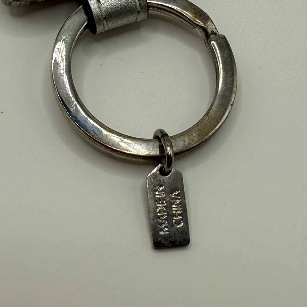 Coach Silver Signature Mini Photo Holder key charm with Rhinestone Buckle - Picture 8 of 8